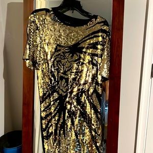 Guess Gold and black tiger sequin dress